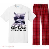 I Work Hard So My Cat Cat Live A Better Life Pajama Set thumb 0