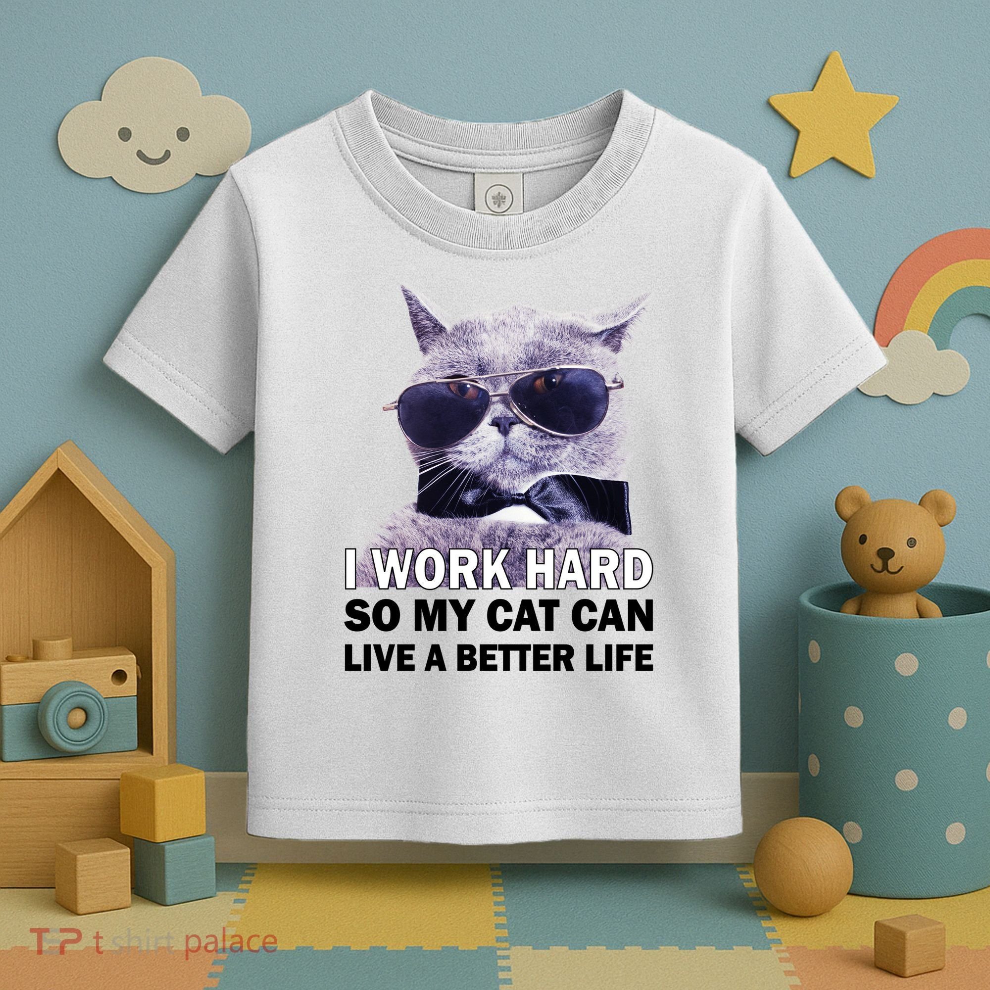 I Work Hard So My Cat Cat Live A Better Life Toddler T-Shirt