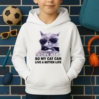 I Work Hard So My Cat Cat Live A Better Life Kids Hoodie thumb 2