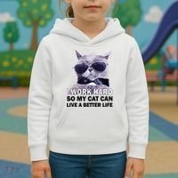 I Work Hard So My Cat Cat Live A Better Life Kids Hoodie thumb 3