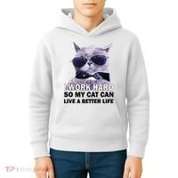 I Work Hard So My Cat Cat Live A Better Life Kids Hoodie thumb 4