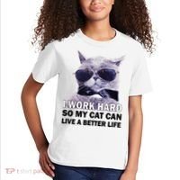 I Work Hard So My Cat Cat Live A Better Life Kids T-Shirt thumb 2