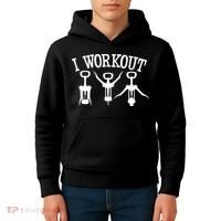 I Work Out Funny Bottle Opener Kids Hoodie thumb 4