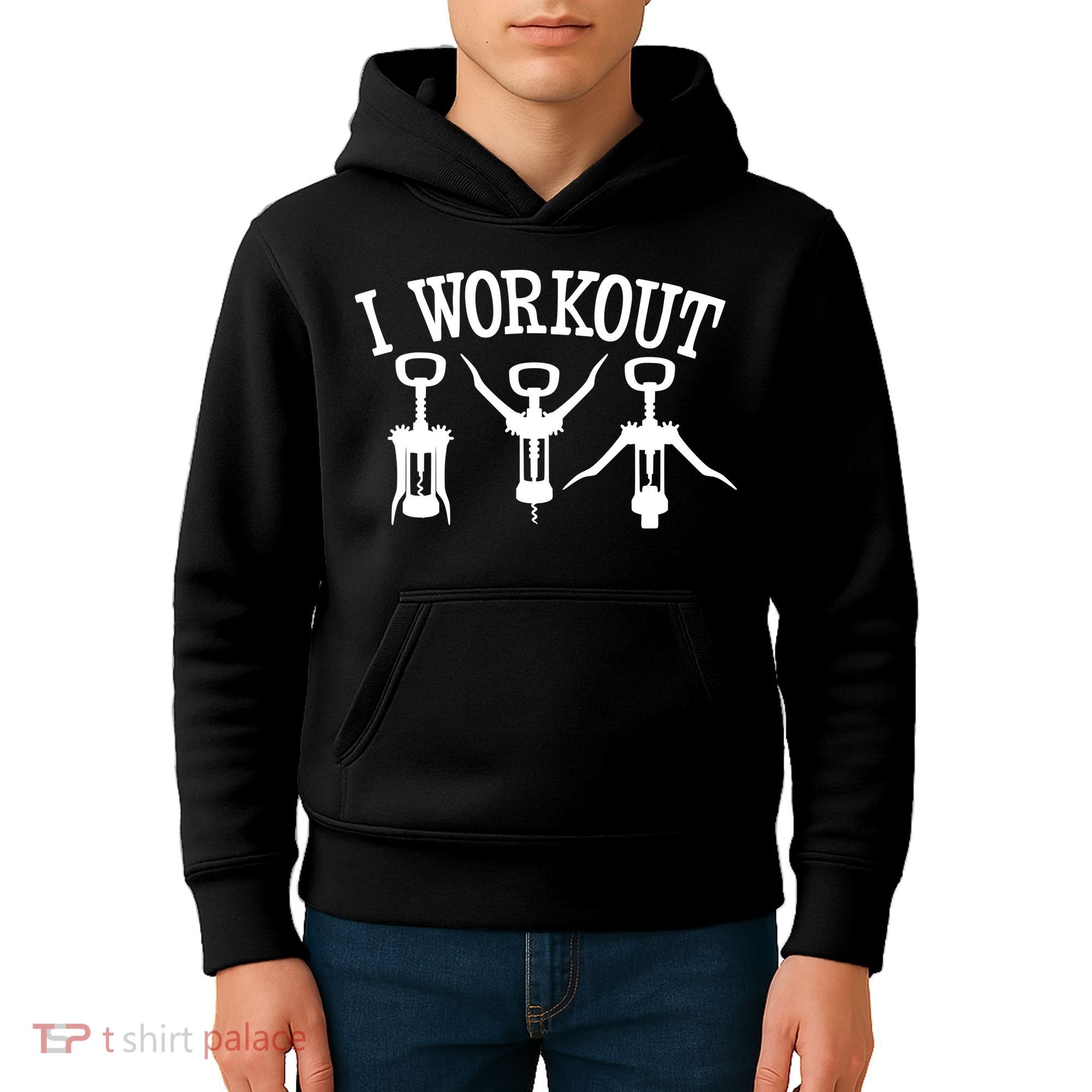 I Work Out Funny Bottle Opener Kids Hoodie