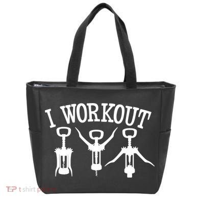 I Work Out Funny Bottle Opener Tote Bag
