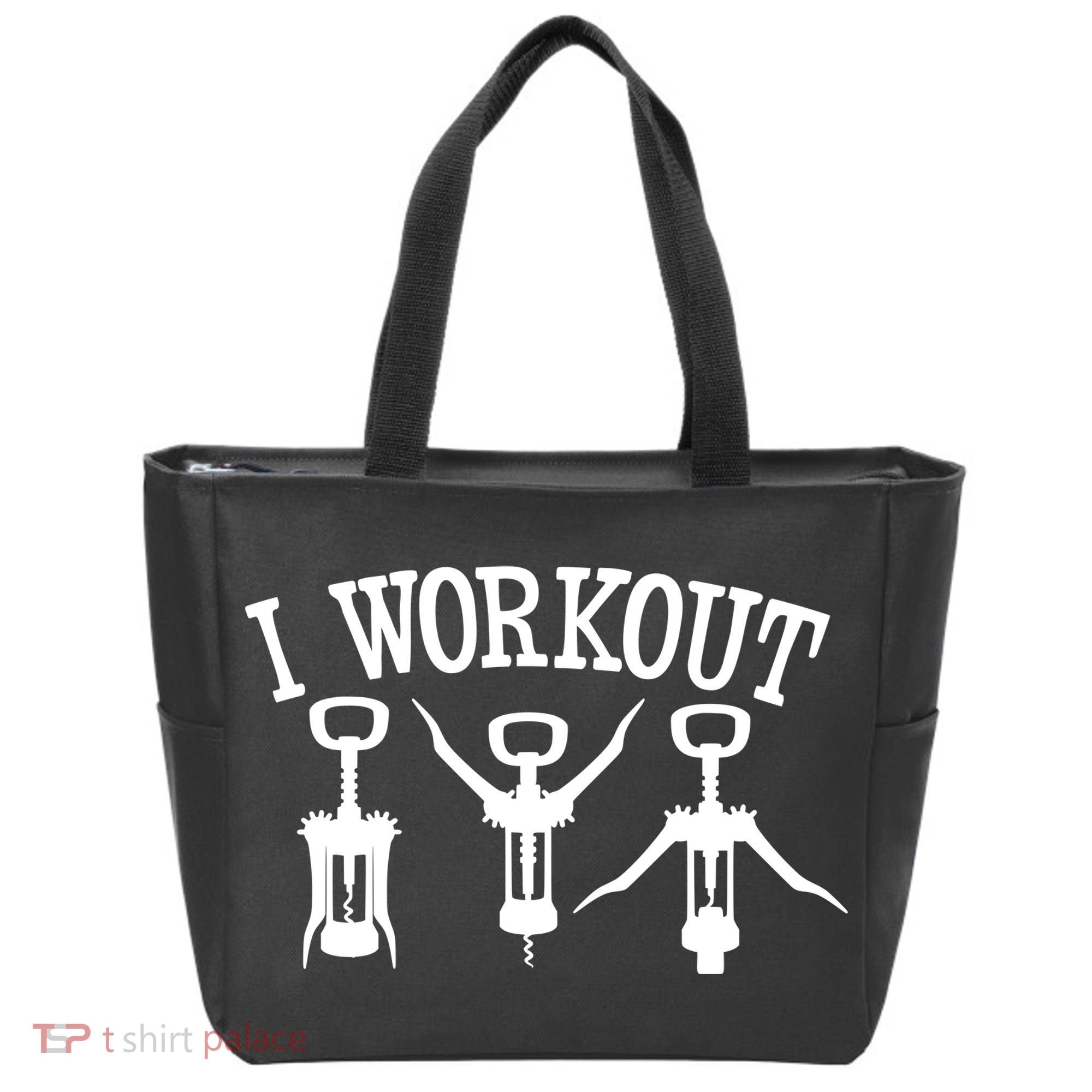I Work Out Funny Bottle Opener Tote Bag