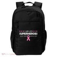 I Work With Superheroes Breast Cancer Awareness Month Backpack thumb 0