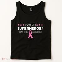 I Work With Superheroes Breast Cancer Awareness Month Tank Top thumb 2