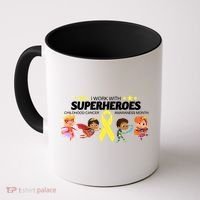 I Work With Superheroes Childhood Cancer Awareness Coffee Mug thumb 0