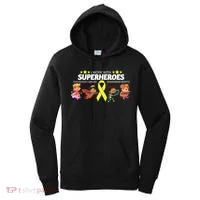 I Work With Superheroes Childhood Cancer Awareness Women's Hoodie thumb 0