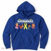 I Work With Superheroes Childhood Cancer Awareness Hoodie thumb 0