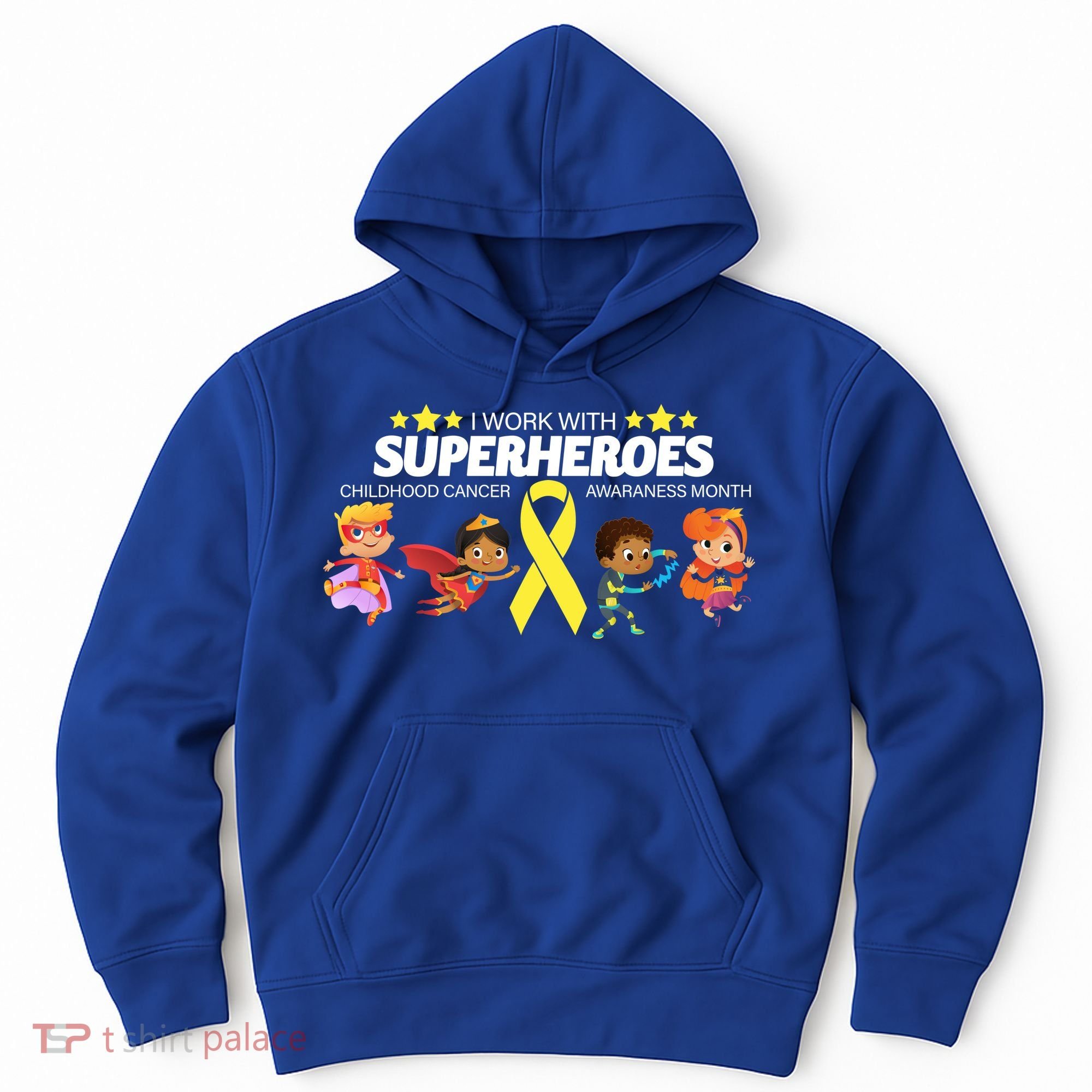 I Work With Superheroes Childhood Cancer Awareness Hoodie
