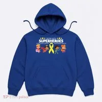 I Work With Superheroes Childhood Cancer Awareness Hoodie thumb 0