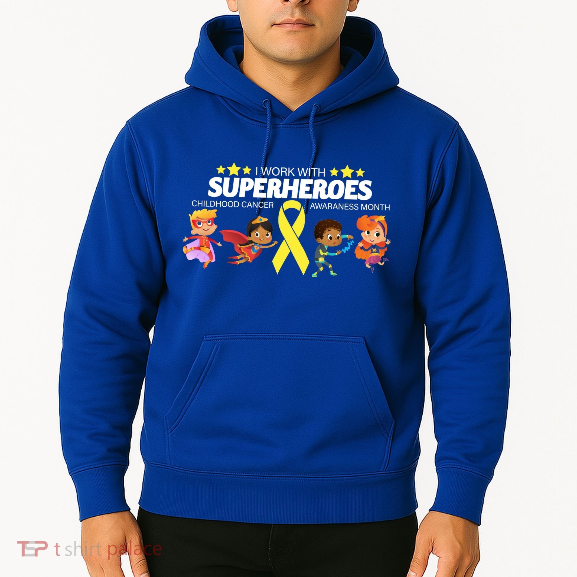 I Work With Superheroes Childhood Cancer Awareness Hoodie
