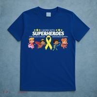 I Work With Superheroes Childhood Cancer Awareness T-Shirt thumb 5