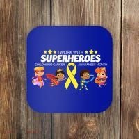 I Work With Superheroes Childhood Cancer Awareness Coaster thumb 0