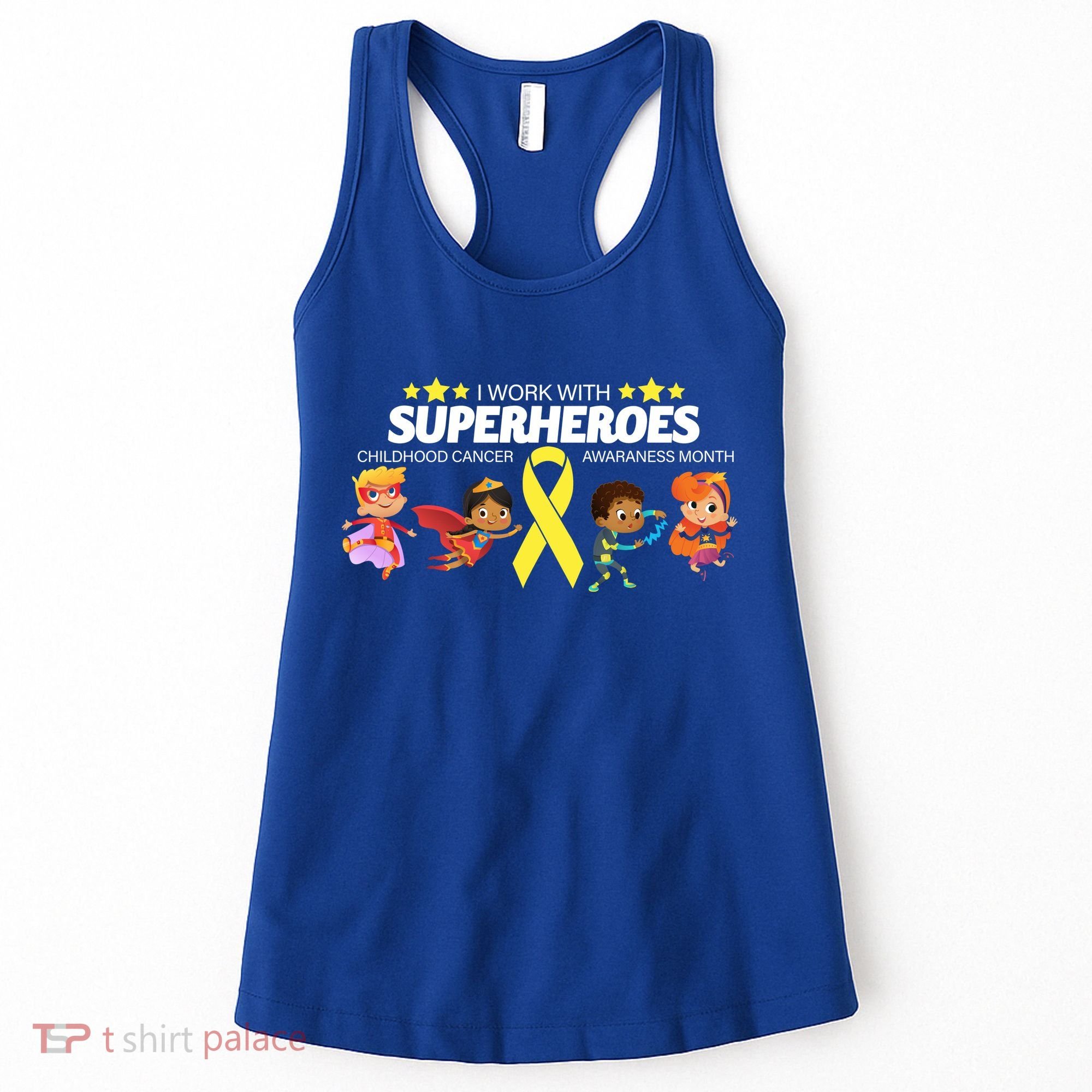 I Work With Superheroes Childhood Cancer Awareness Women's Tank Top