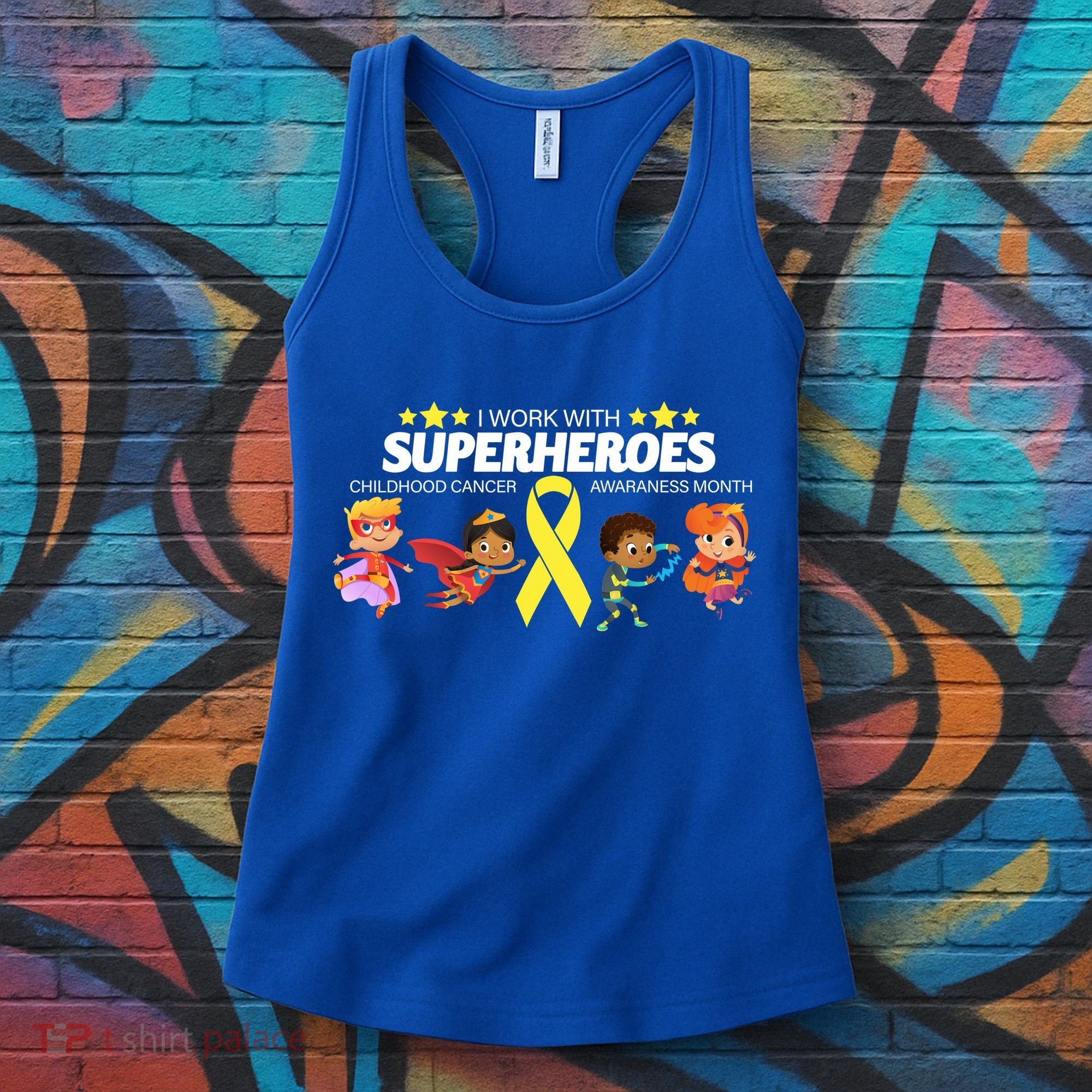 I Work With Superheroes Childhood Cancer Awareness Women's Tank Top