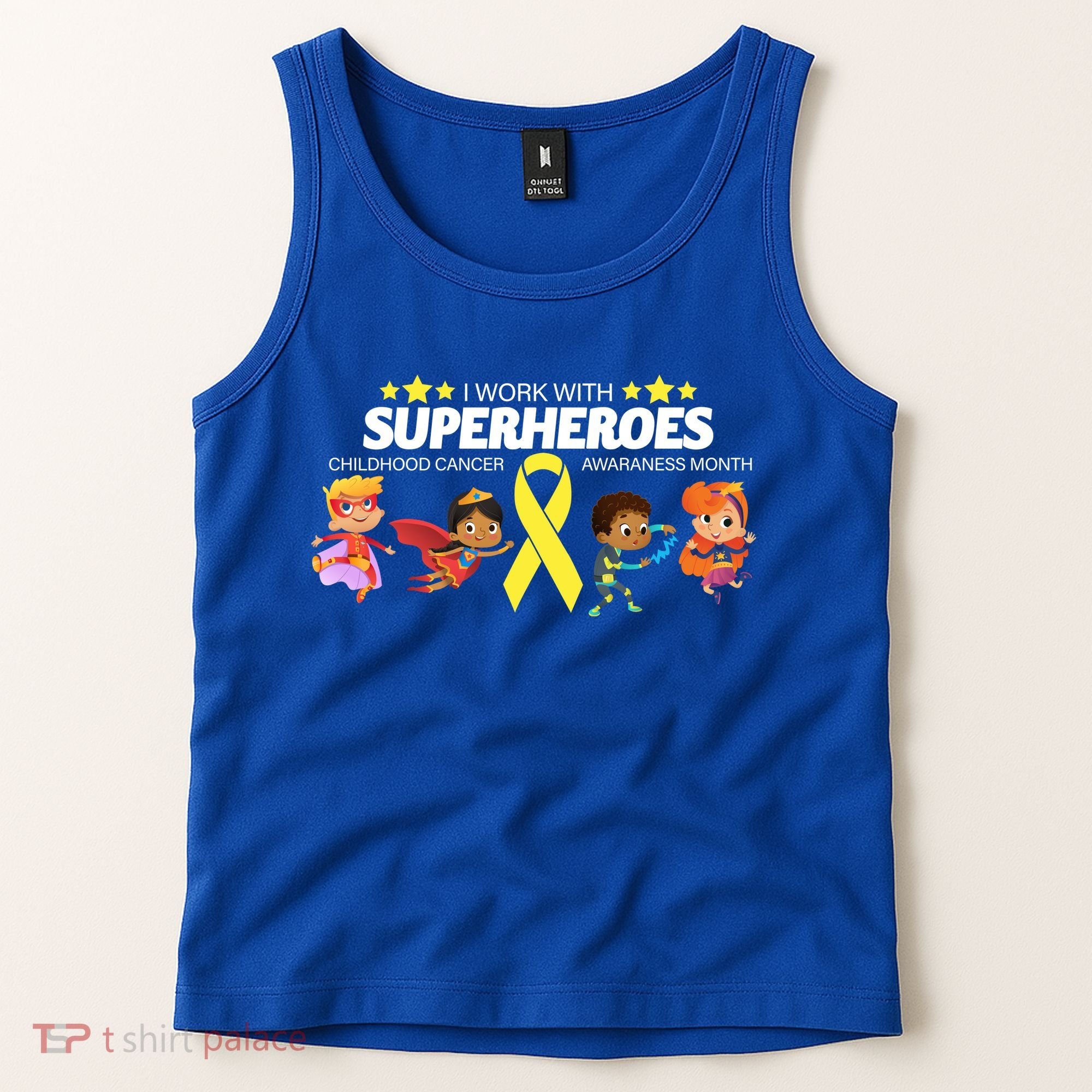 I Work With Superheroes Childhood Cancer Awareness Tank Top
