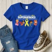 I Work With Superheroes Childhood Cancer Awareness Women's T-Shirt thumb 3