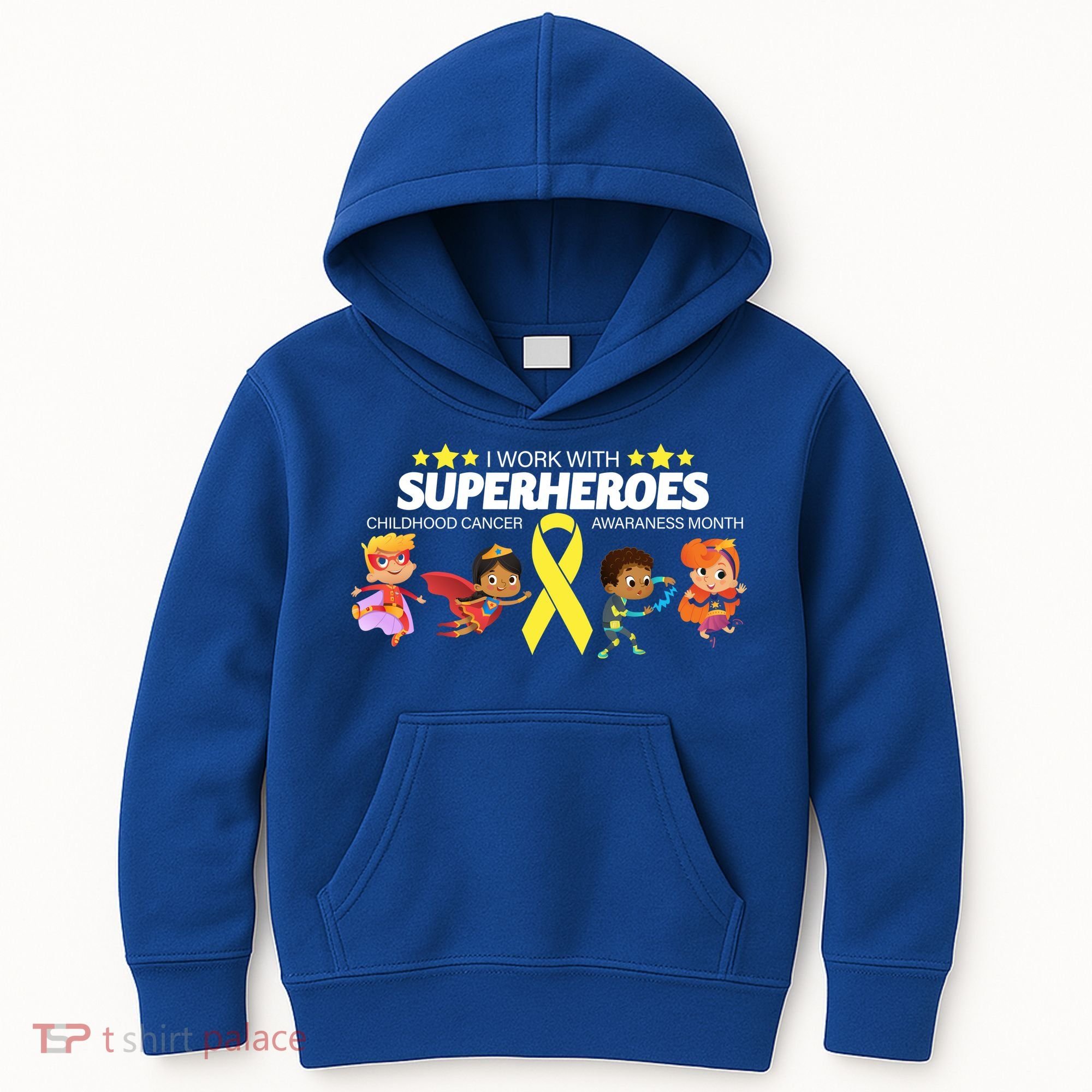 I Work With Superheroes Childhood Cancer Awareness Kids Hoodie