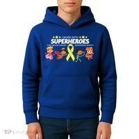 I Work With Superheroes Childhood Cancer Awareness Kids Hoodie thumb 4