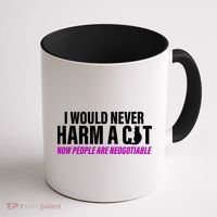 I Would Never Harm A Cat Now People Are Negotiable Coffee Mug thumb 1