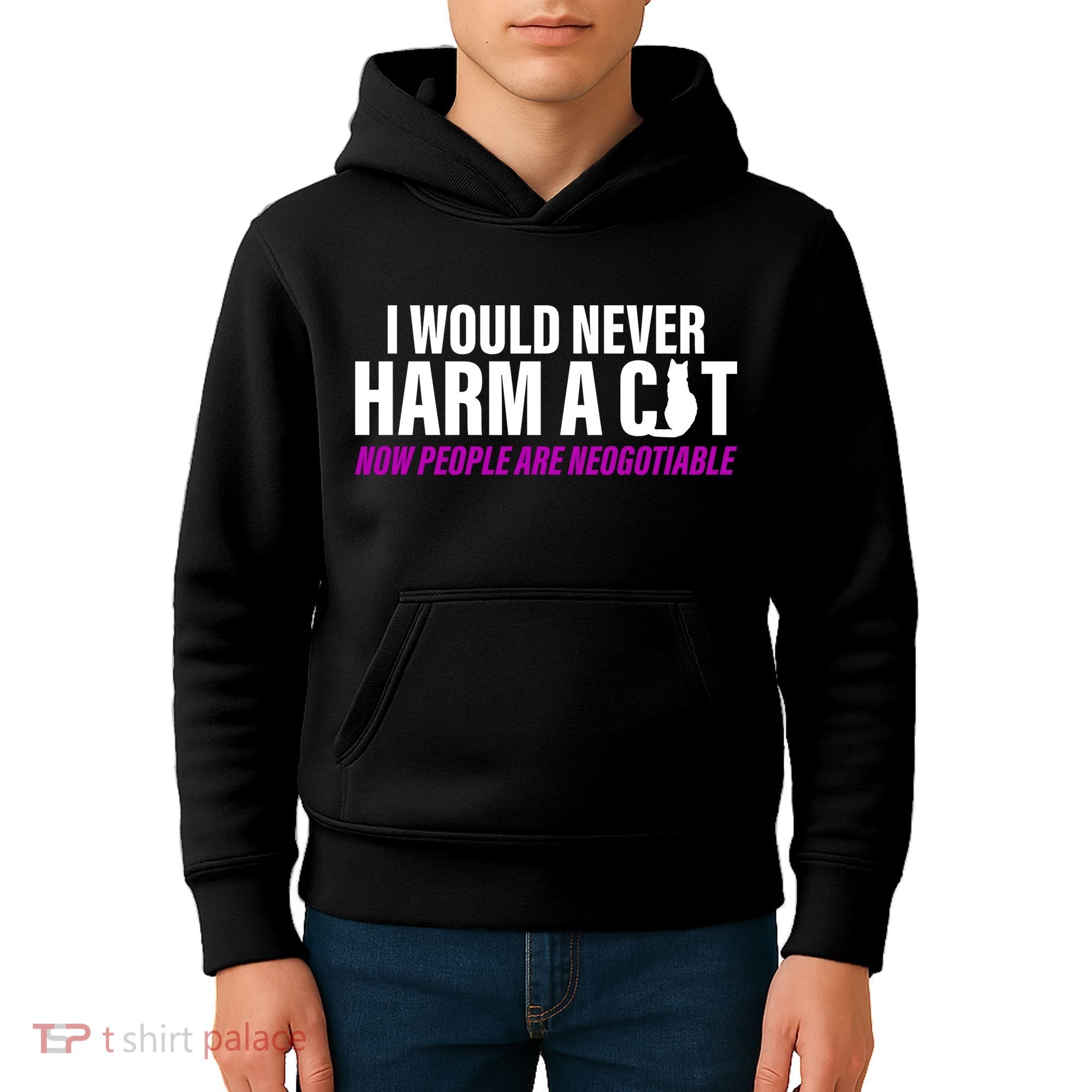 I Would Never Harm A Cat Now People Are Negotiable Kids Hoodie