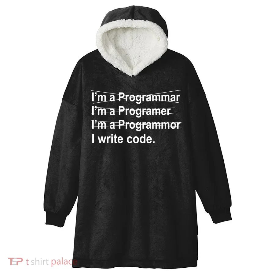 I Write Code Hooded Wearable Blanket