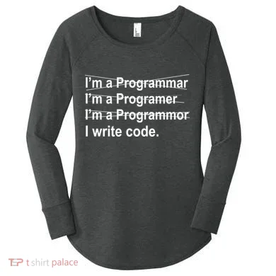 I Write Code Women's Perfect Tri Tunic Long Sleeve Shirt