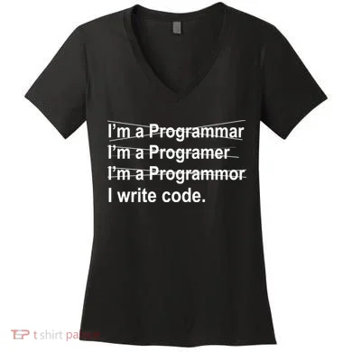 I Write Code Women's V-Neck T-Shirt