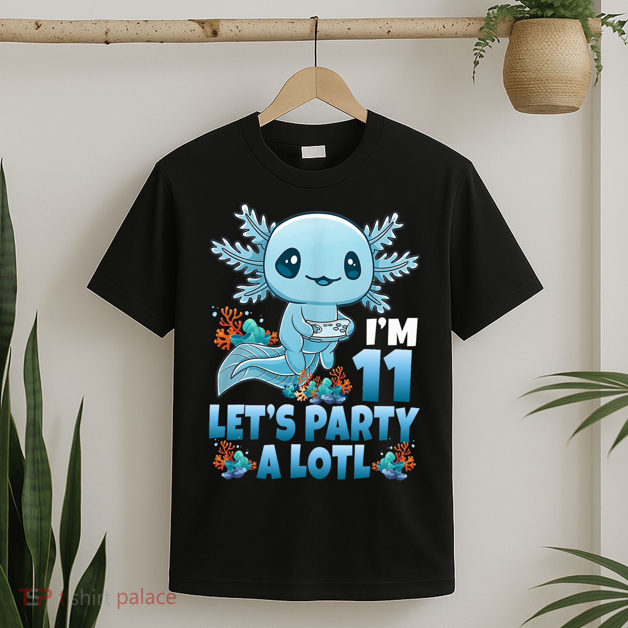 I'm 11 Let's Party A Lotl 11th Birthday 11 Year Old Axolotl  T-Shirt