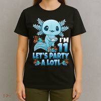 I'm 11 Let's Party A Lotl 11th Birthday 11 Year Old Axolotl  T-Shirt thumb 4