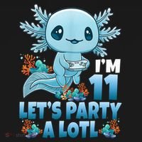 I'm 11 Let's Party A Lotl 11th Birthday 11 Year Old Axolotl  Polo thumb 3
