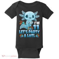 I'm 11 Let's Party A Lotl 11th Birthday 11 Year Old Axolotl  Baby Bodysuit thumb 0
