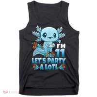 I'm 11 Let's Party A Lotl 11th Birthday 11 Year Old Axolotl  Tank Top thumb 0