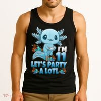 I'm 11 Let's Party A Lotl 11th Birthday 11 Year Old Axolotl  Tank Top thumb 3