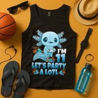 I'm 11 Let's Party A Lotl 11th Birthday 11 Year Old Axolotl  Tank Top thumb 4