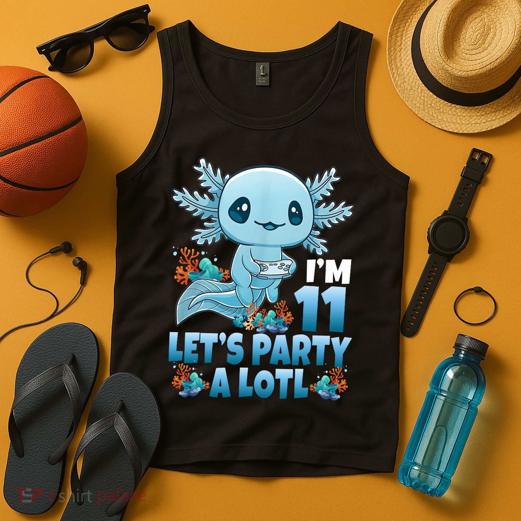 I'm 11 Let's Party A Lotl 11th Birthday 11 Year Old Axolotl  Tank Top