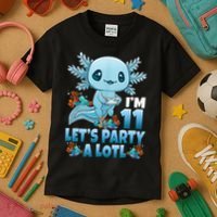 I'm 11 Let's Party A Lotl 11th Birthday 11 Year Old Axolotl  Kids T-Shirt thumb 3
