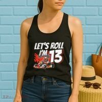 Im 13 Race Car Lets Roll 13th Birthday Go Kart Women's Tank Top thumb 2