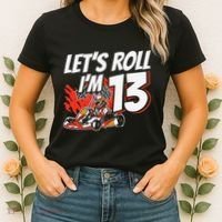 Im 13 Race Car Lets Roll 13th Birthday Go Kart Women's T-Shirt thumb 2