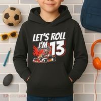 Im 13 Race Car Lets Roll 13th Birthday Go Kart Kids Hoodie thumb 2