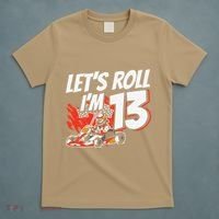 Im 13 Race Car Lets Roll 13th Birthday Go Kart T-Shirt thumb 5