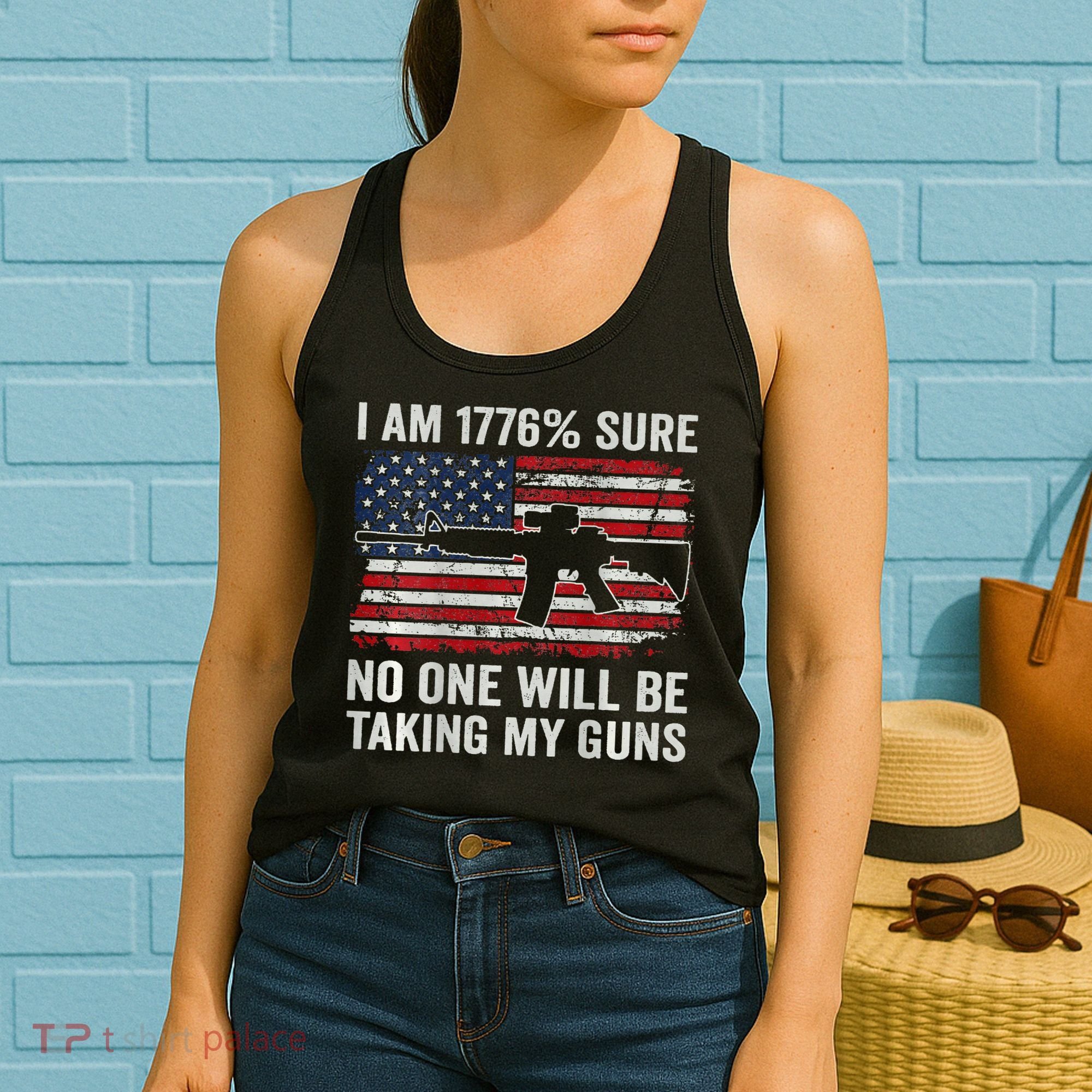 I'm 1776 Sure No One Is Taking My Guns AR15 USA Flag BACK Women's Tank Top
