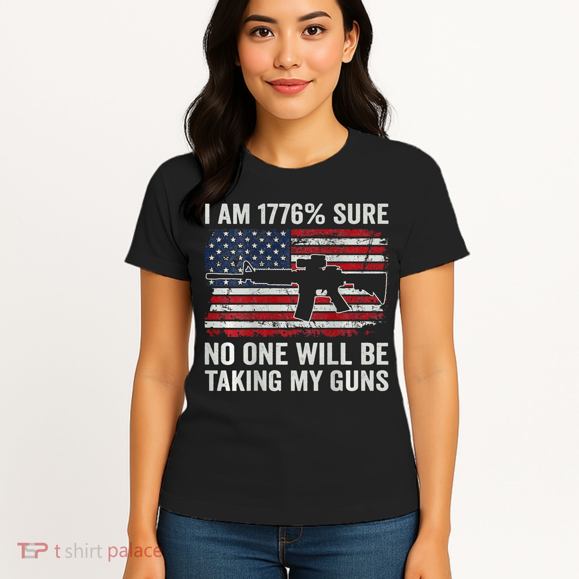 I'm 1776 Sure No One Is Taking My Guns AR15 USA Flag BACK Women's T-Shirt