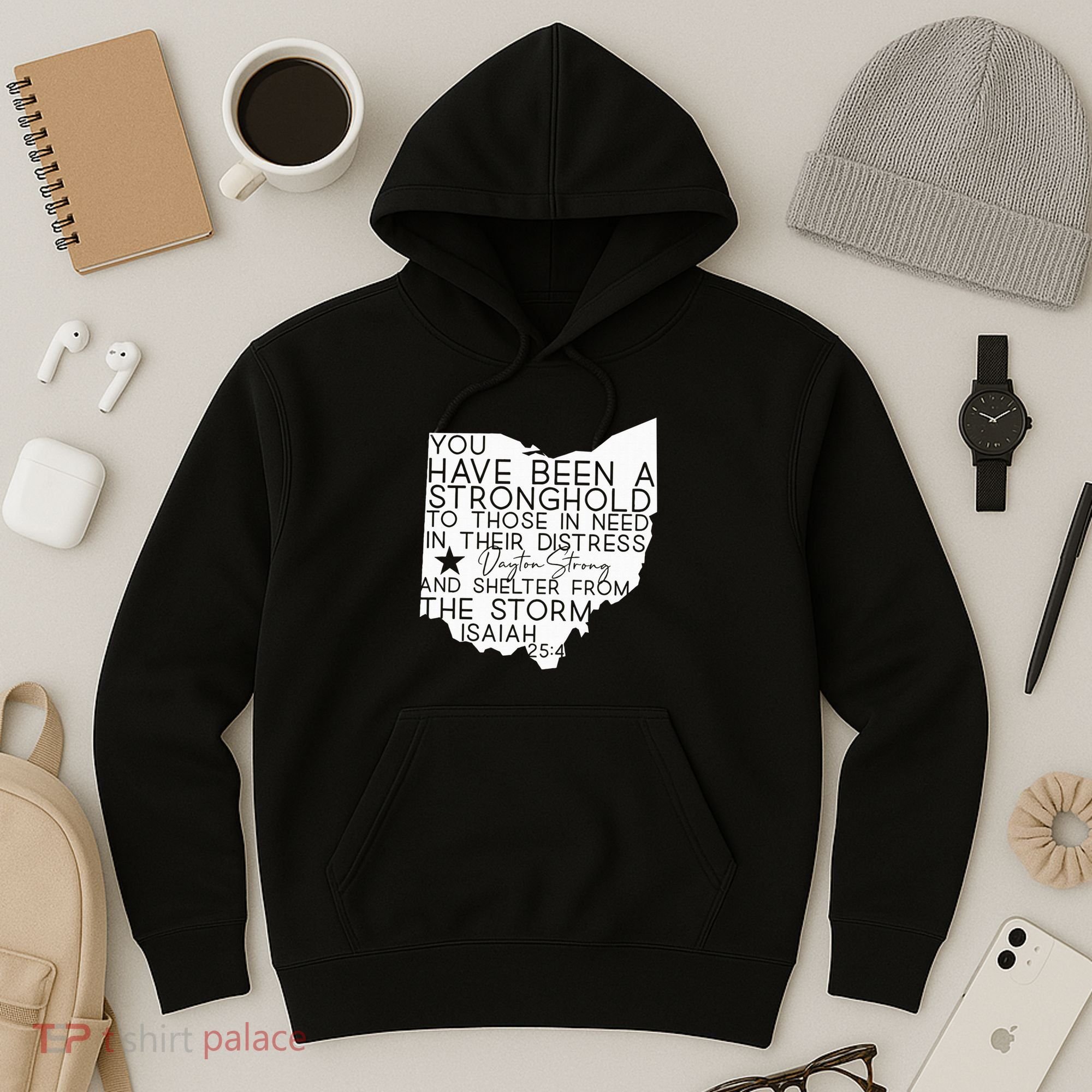 Isaiah 254 Dayton Strong Ohio Map Bible Verse Scripture Hoodie