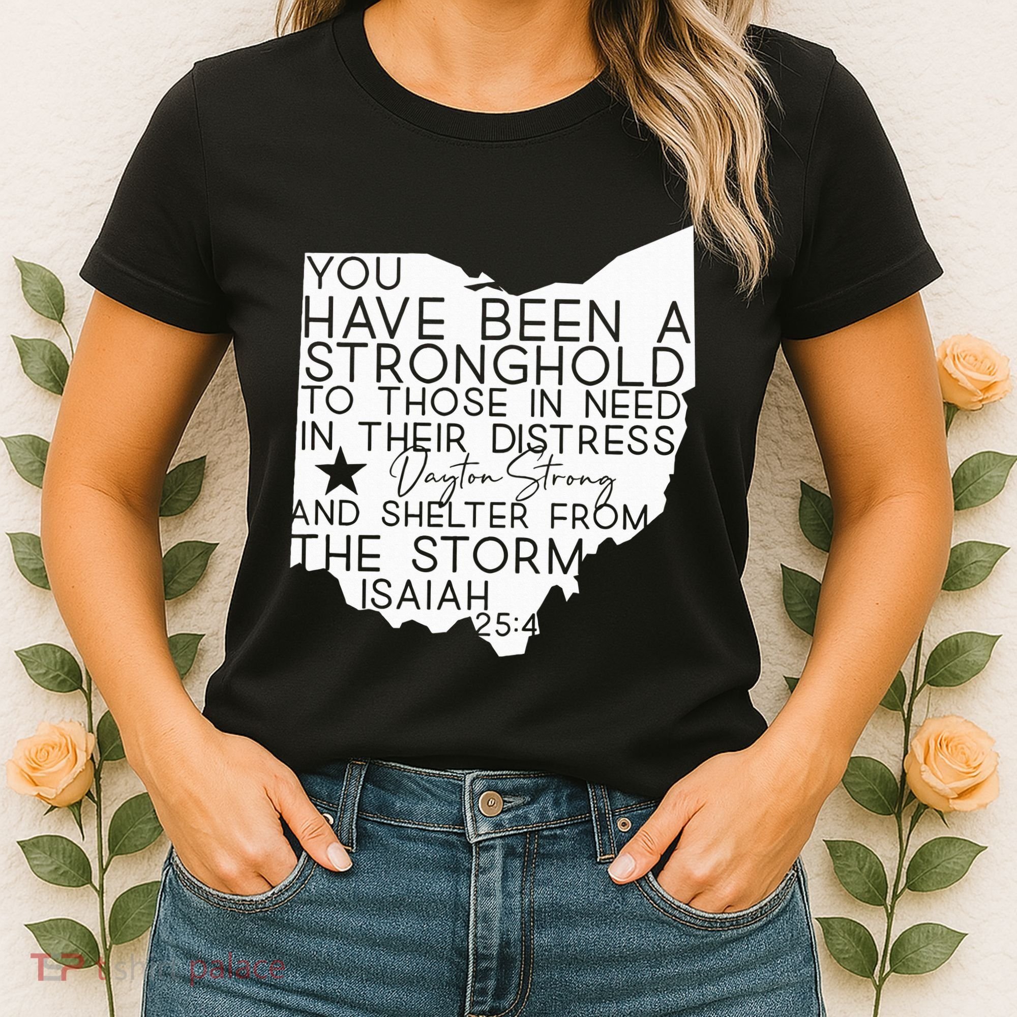 Isaiah 254 Dayton Strong Ohio Map Bible Verse Scripture Women's T-Shirt