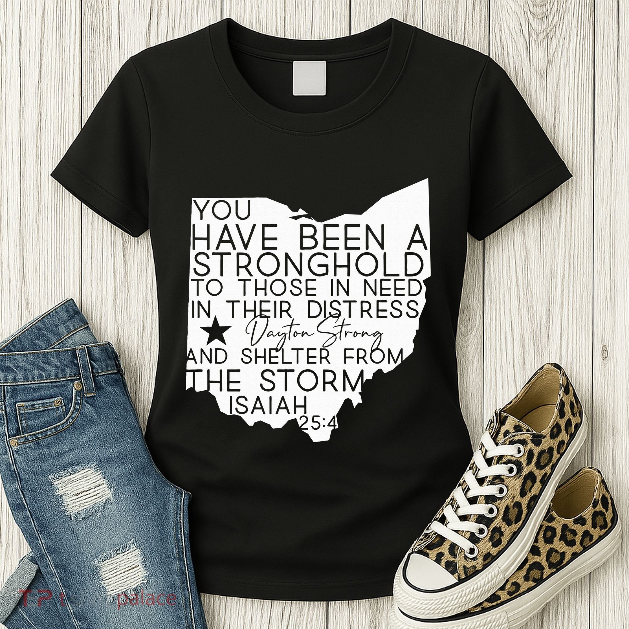 Isaiah 254 Dayton Strong Ohio Map Bible Verse Scripture Women's T-Shirt