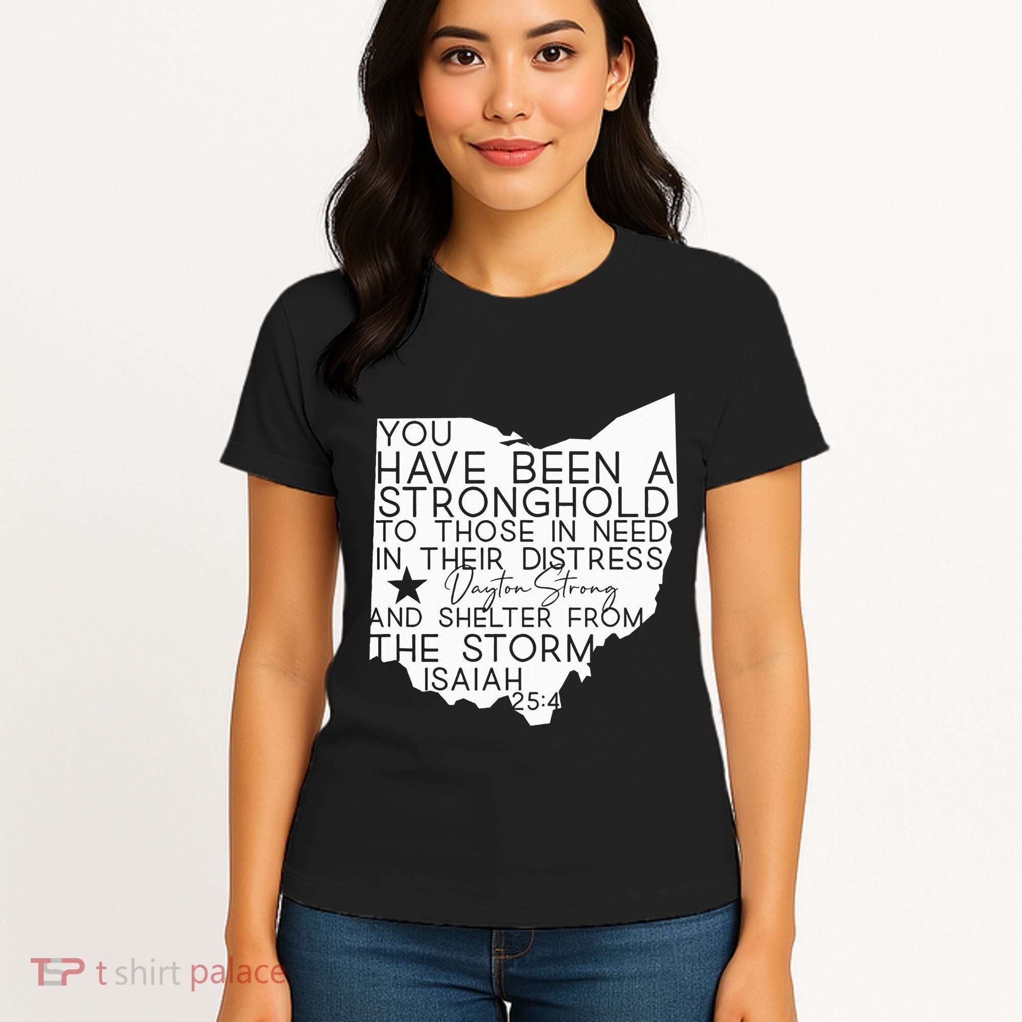 Isaiah 254 Dayton Strong Ohio Map Bible Verse Scripture Women's T-Shirt